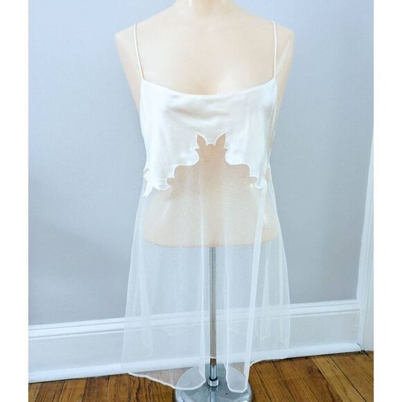NWT Vintage 90s Victoria's Secret Ivory Mesh Babydoll Slip - Picture 1 of 4